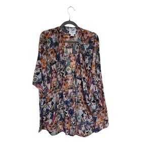 WCW Boutique Edition 2018 Cartoon Print Kimono Open Front Cover Up Grande‎